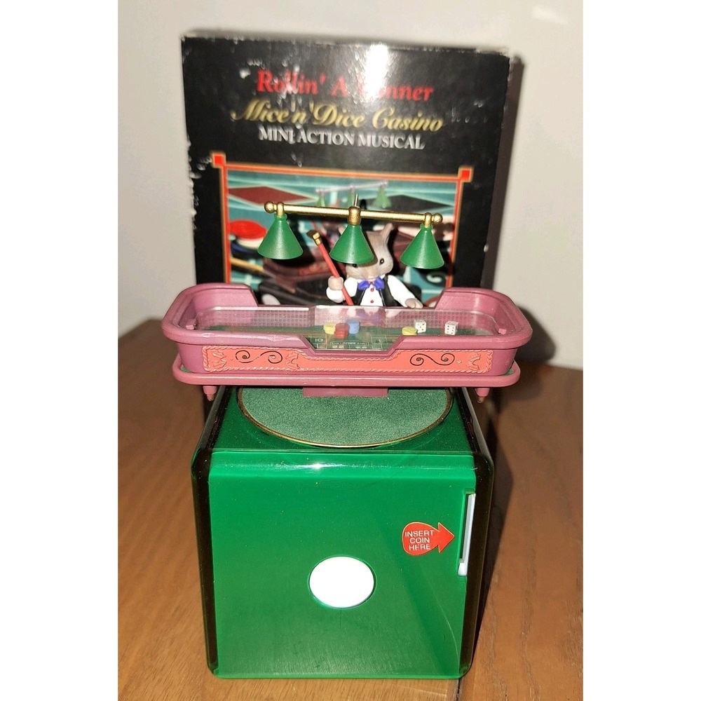 Vintage 1996 Enesco - Rollin' A Winner - Mice N Dice‎ Casino - Musical Wind Up